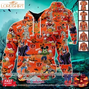 Nfl Cincinnati Bengals Halloween Pumpkin Mickey With Friends Disney Style 3D Hoodie, Shirt  