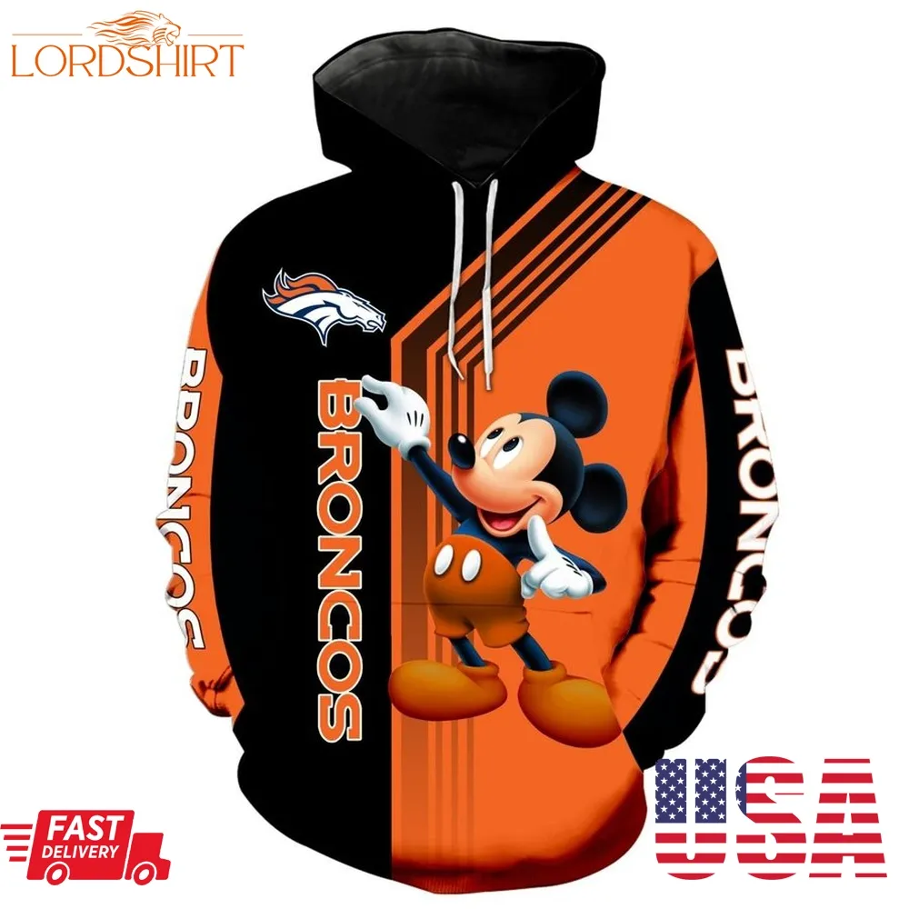 Nfl Denver Broncos Mickey Limited Full Printed 3D Hoodie