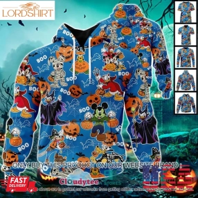 Nfl Detroit Lions Halloween Pumpkin Mickey With Friends Disney Style 3D Hoodie, Shirt  