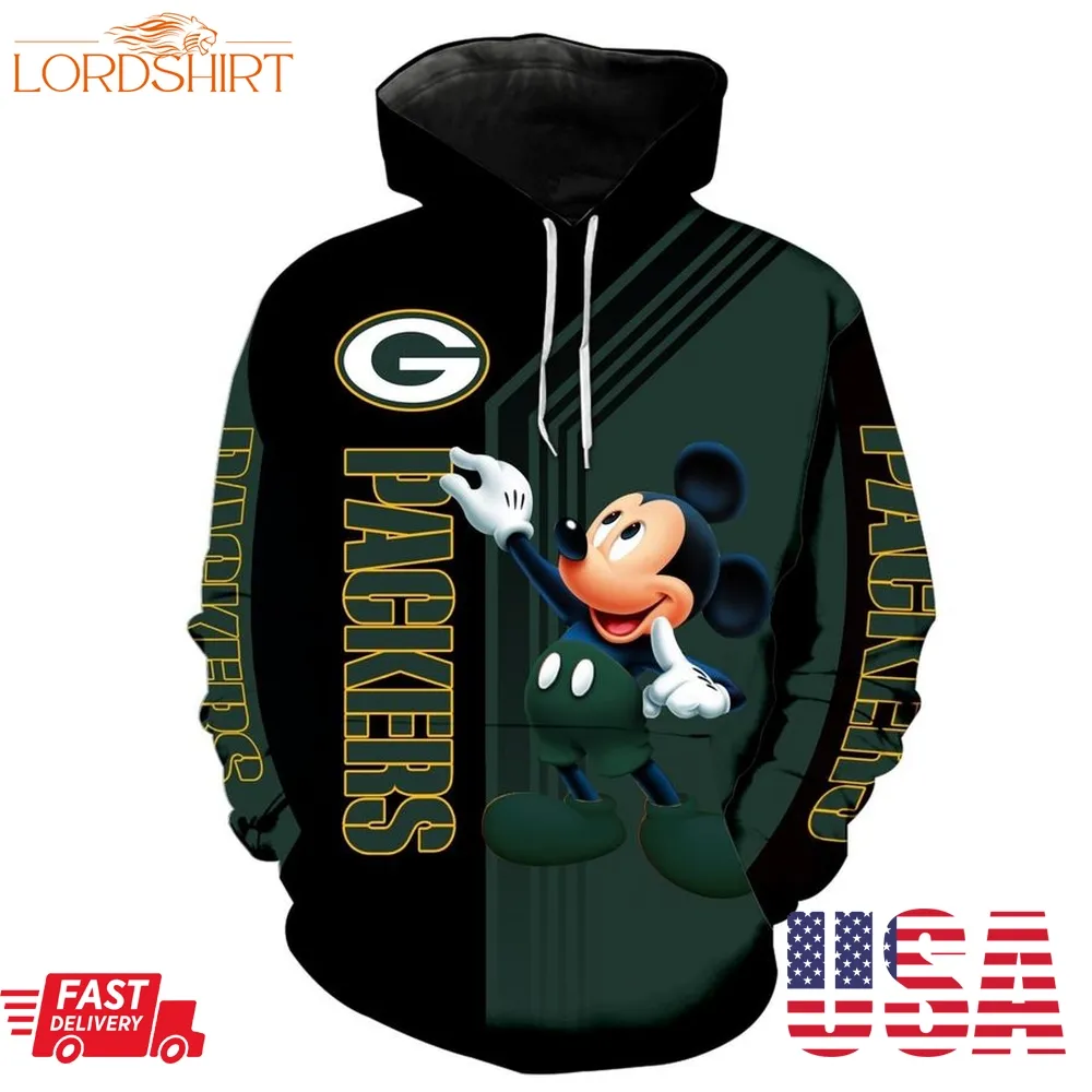 Nfl Green Bay Packers Mickey Limited Full Printed 3D Hoodie