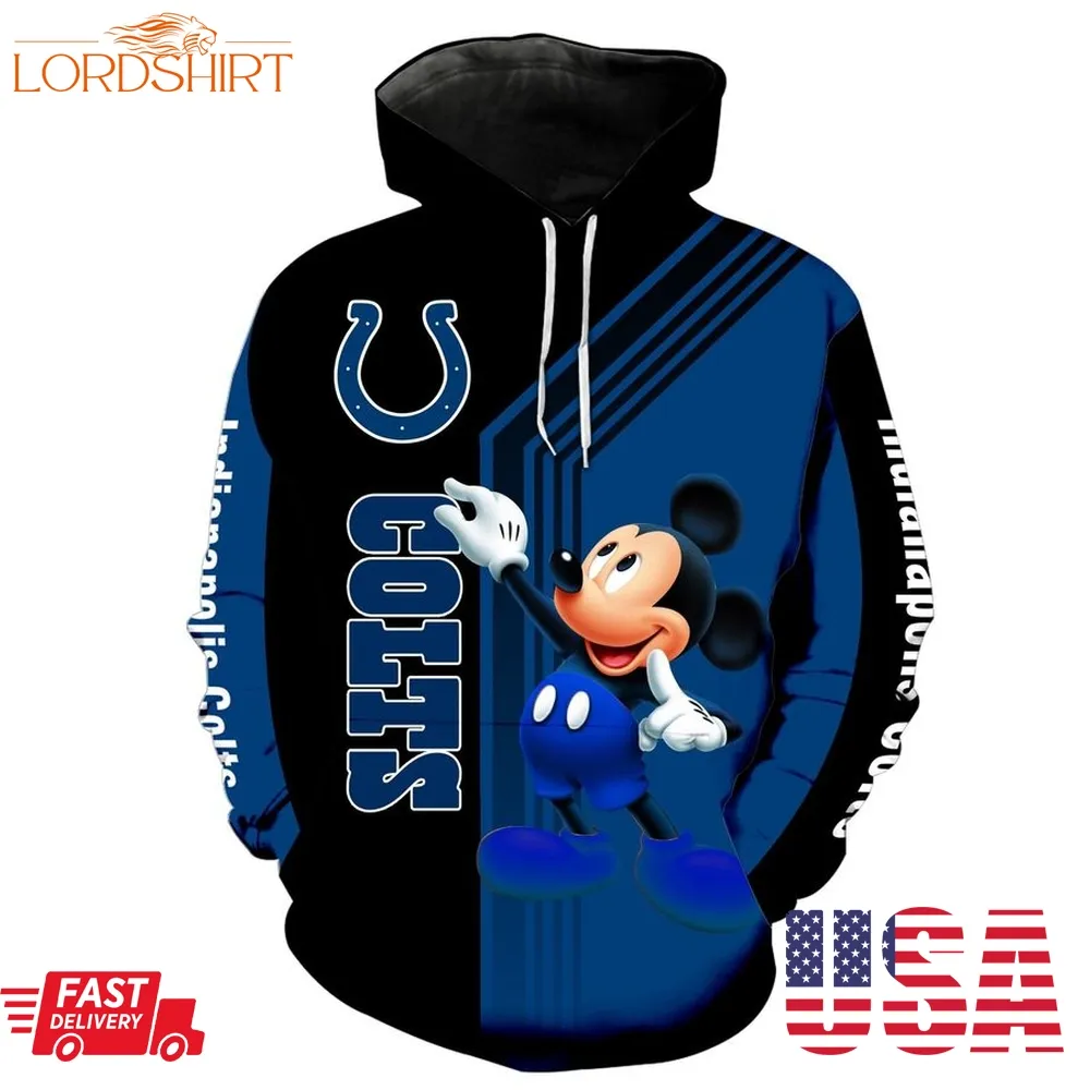 Nfl Indianapolis Colts Mickey Limited Full Printed 3D Hoodie