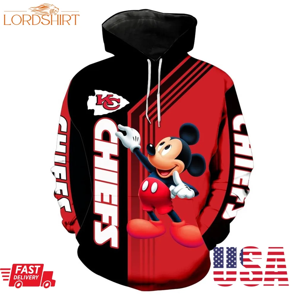 Nfl Kansas City Chiefs Mickey Limited Full Printed 3D Hoodie