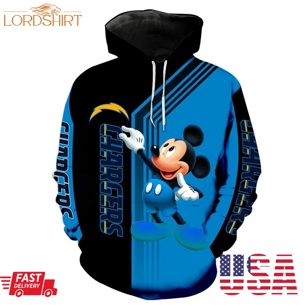 Nfl Los Angeles Chargers Mickey Limited Full Printed 3D Hoodie