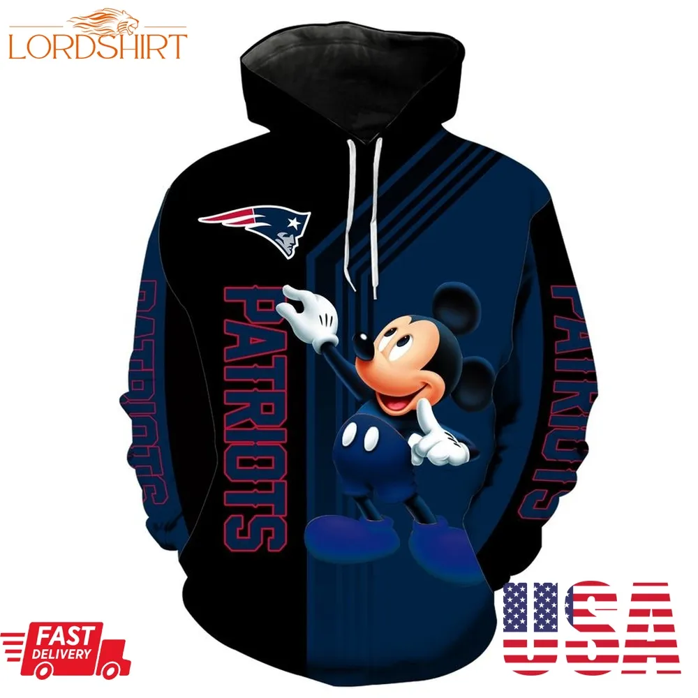 Nfl New England Patriots Mickey Limited Full Printed 3D Hoodie