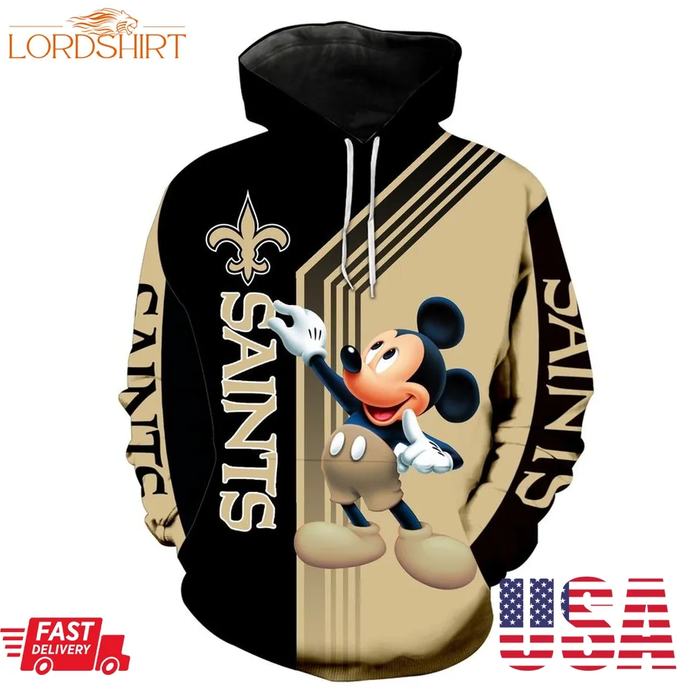 Nfl New Orleans Saints Mickey Limited Full Printed 3D Hoodie