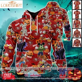 Nfl San Francisco 49Ers Halloween Pumpkin Mickey With Friends Disney Style 3D Hoodie, Shirt  