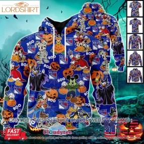 Nhl New York Rangers Halloween Pumpkin Mickey With Friends Disney Style 3D Hoodie, Shirt  