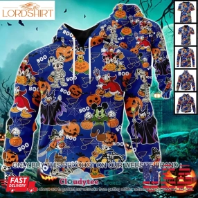 Nhl St Louis Blues Halloween Pumpkin Mickey With Friends Disney Style 3D Hoodie, Shirt  