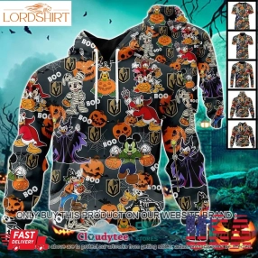 Nhl Vegas Golden Knights Halloween Pumpkin Mickey With Friends Disney Style 3D Hoodie, Shirt  