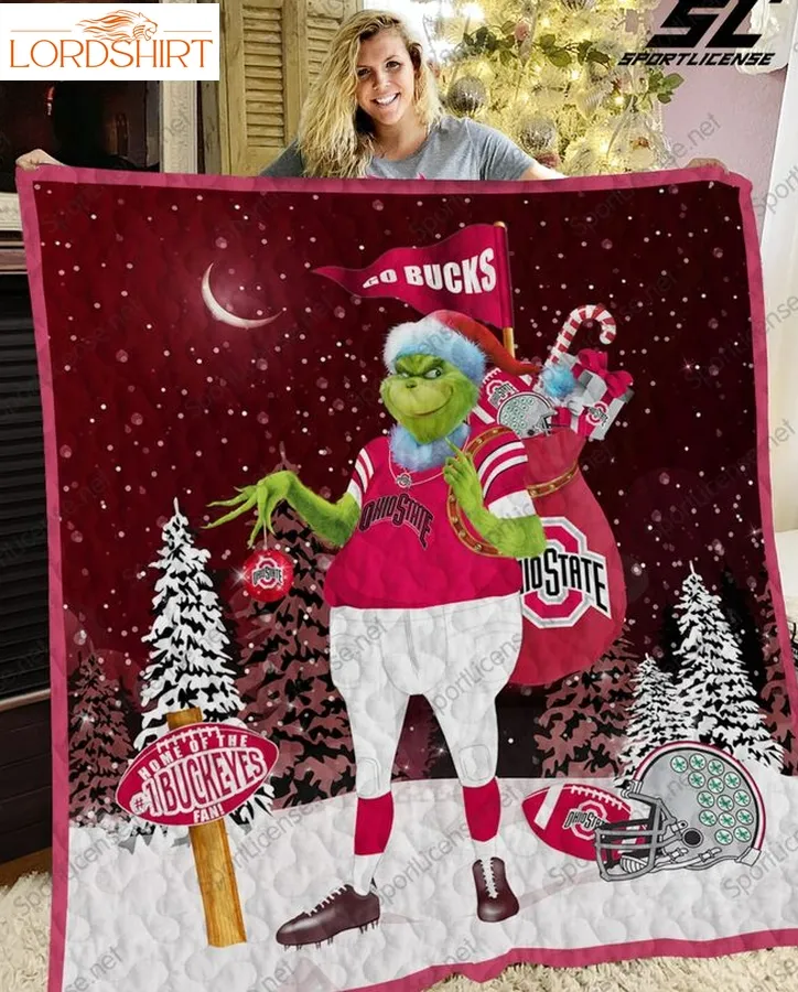 Ohio State Buckeyes Grinch Quilt Blanket