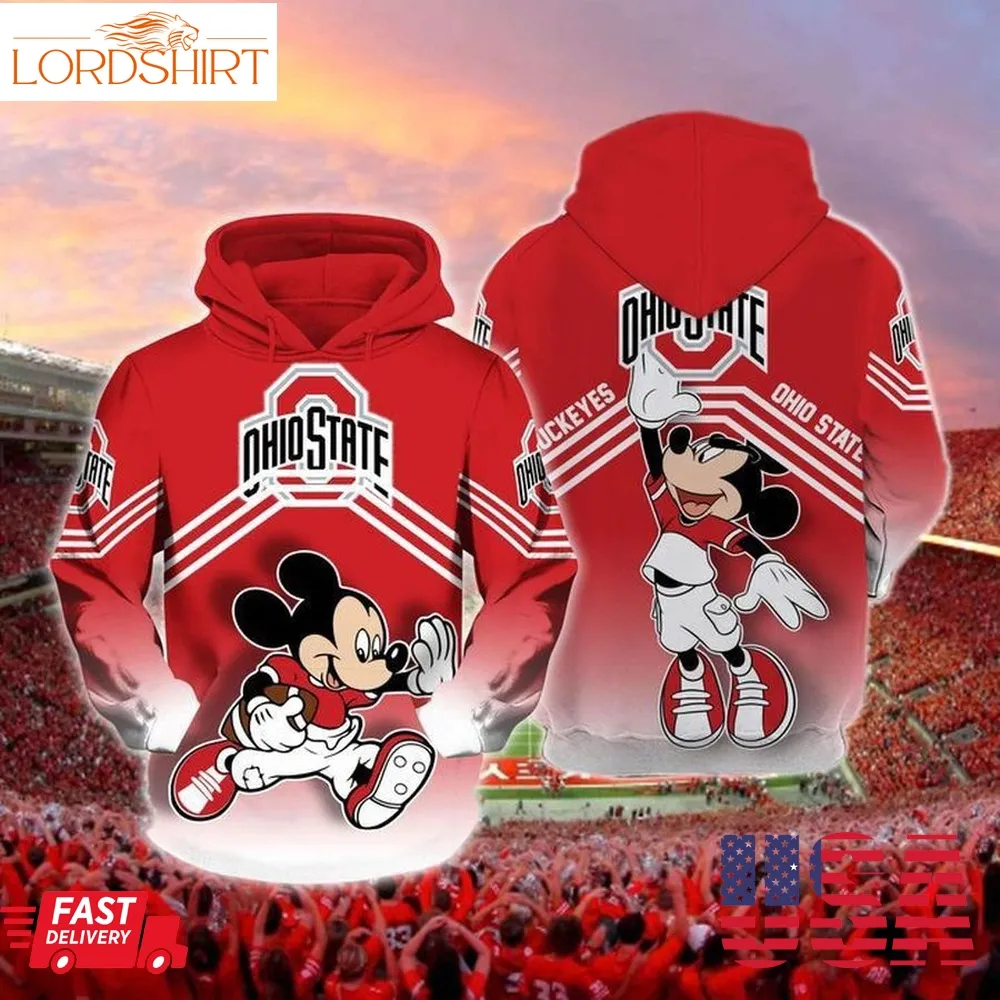 Ohio State Buckeyes Mickey 3D Hoodie For Men For Women All Over Printed Hoodie