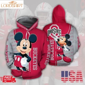 Ohio States Buckeyes Mickey 3D Hoodie All Over Printed Hoodie