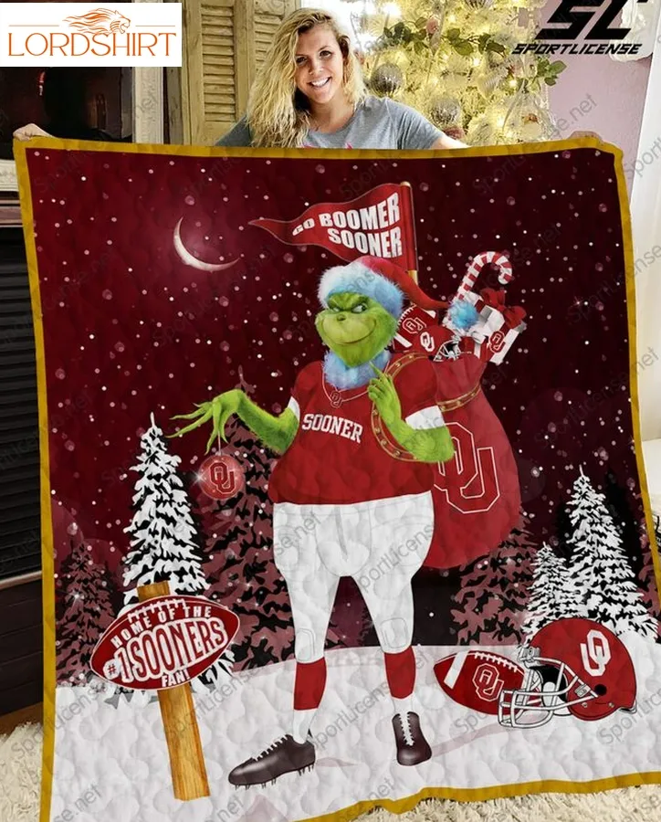 Oklahoma Sooners Grinch Quilt Blanket