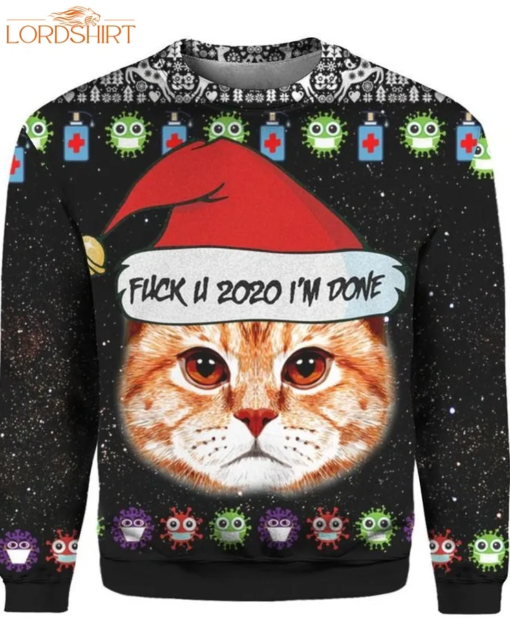 Orange Tabby Cat And Fuck You Ugly Christmas Sweater All