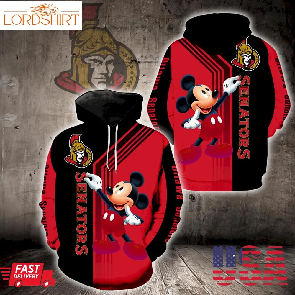 Ottawa Senators Mickey Mouse New Full All Over Print V1535 Hoodie