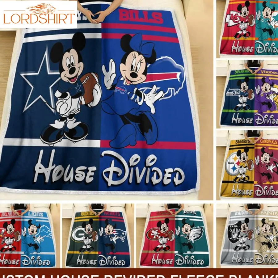 Personalized Mickey Mouse Minnie Mouse House Divided Custom Fleece Blanket