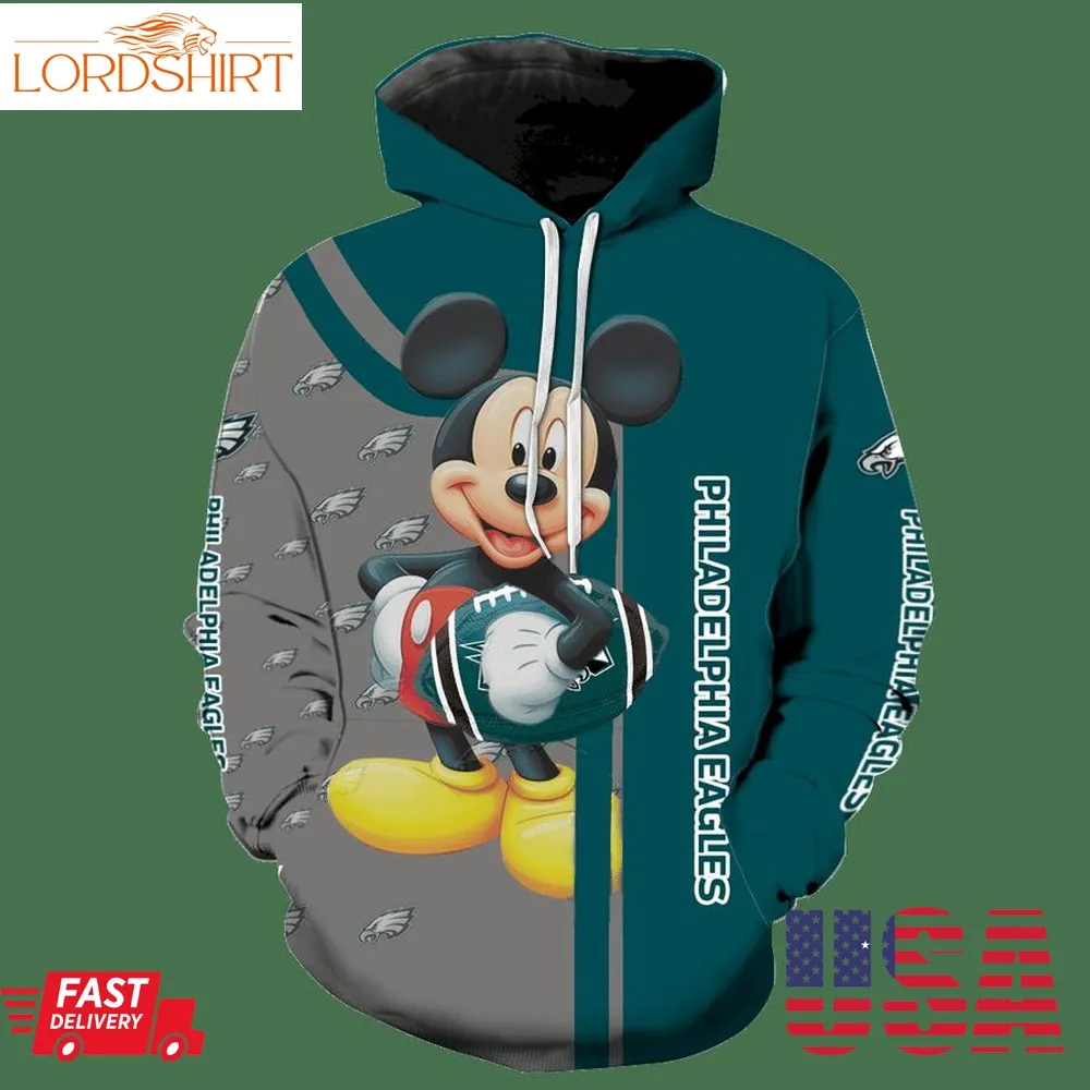 Philadelphia Eagles Mickey Mouse All Over Print K1053 Hoodie Zipper