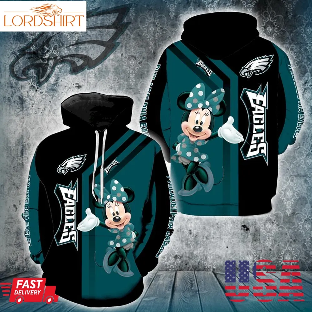 Philadelphia Eagles Minnie Mouse 3D Hoodie V1451 For Men And Women