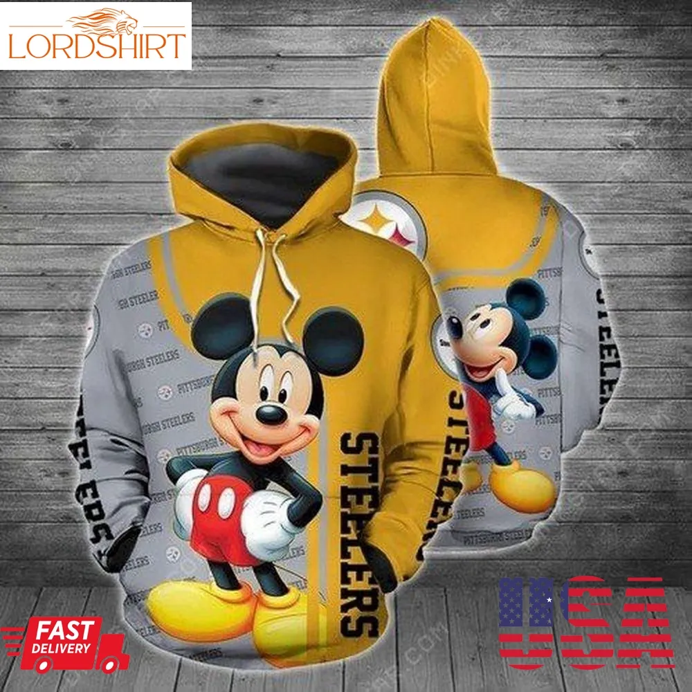 Pittsburgh Steelers Nfl Mickey Mouse Disney 3D Full Printing Hoodie