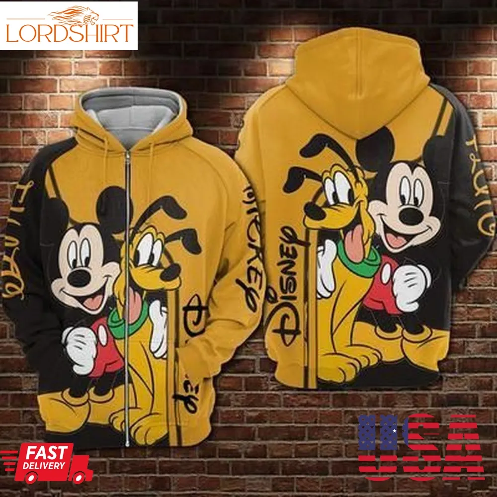 Pluto Mickey Pullover And Zip Pered Hoodies Custom 3D Graphic Printed 3D Hoodie All Over Print Hoodie For Men For Women