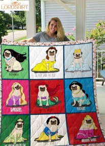 Pug Disney Princess 3D Quilt Blanket