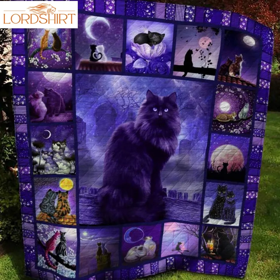 Purple Cat 3D Customized Quilt