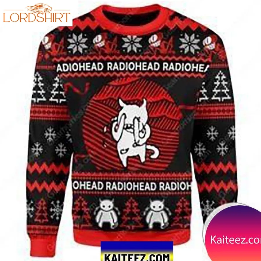 Radiohead White Cat For Cat Lovers Christmas Ugly Sweater