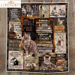 Reading Quilt Blanket Time Spent With Cats And Books Is Never Wasted Bnl299qs