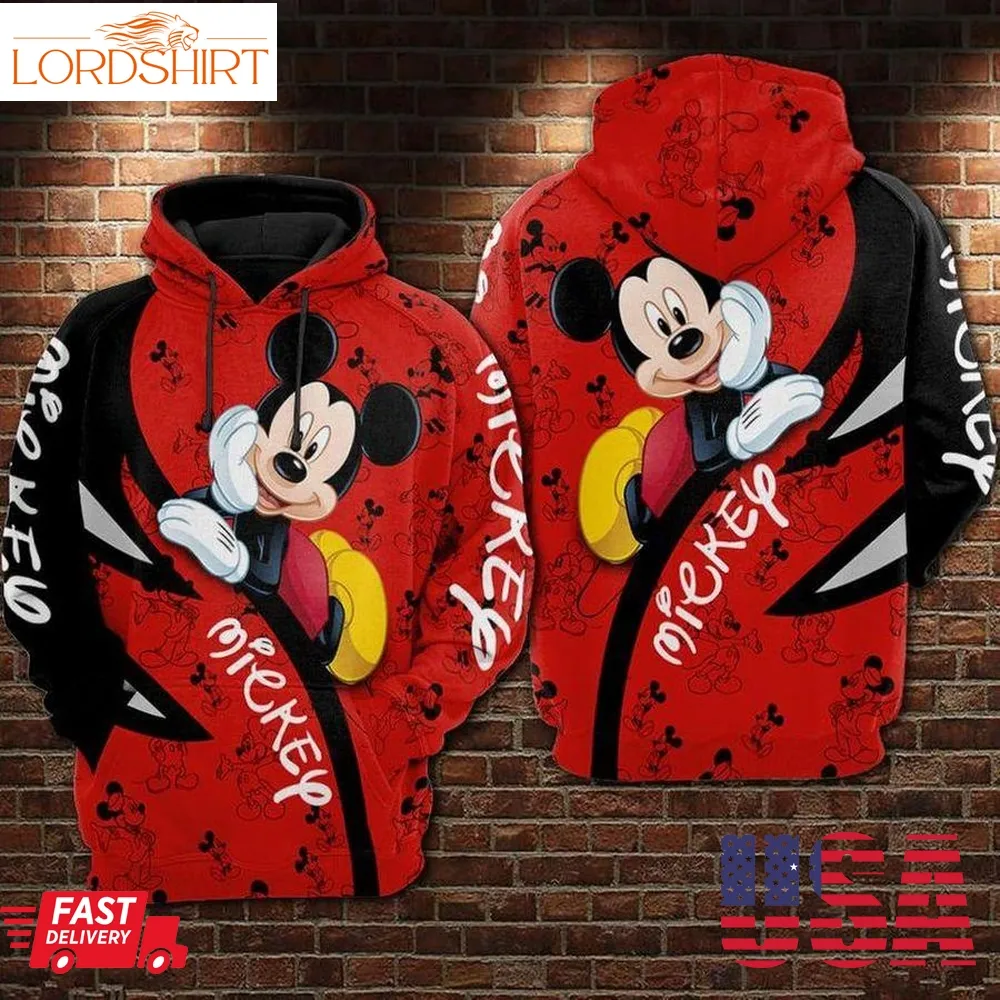 Red And Black Mickey Hoodie 3D Full Printed Hoodie