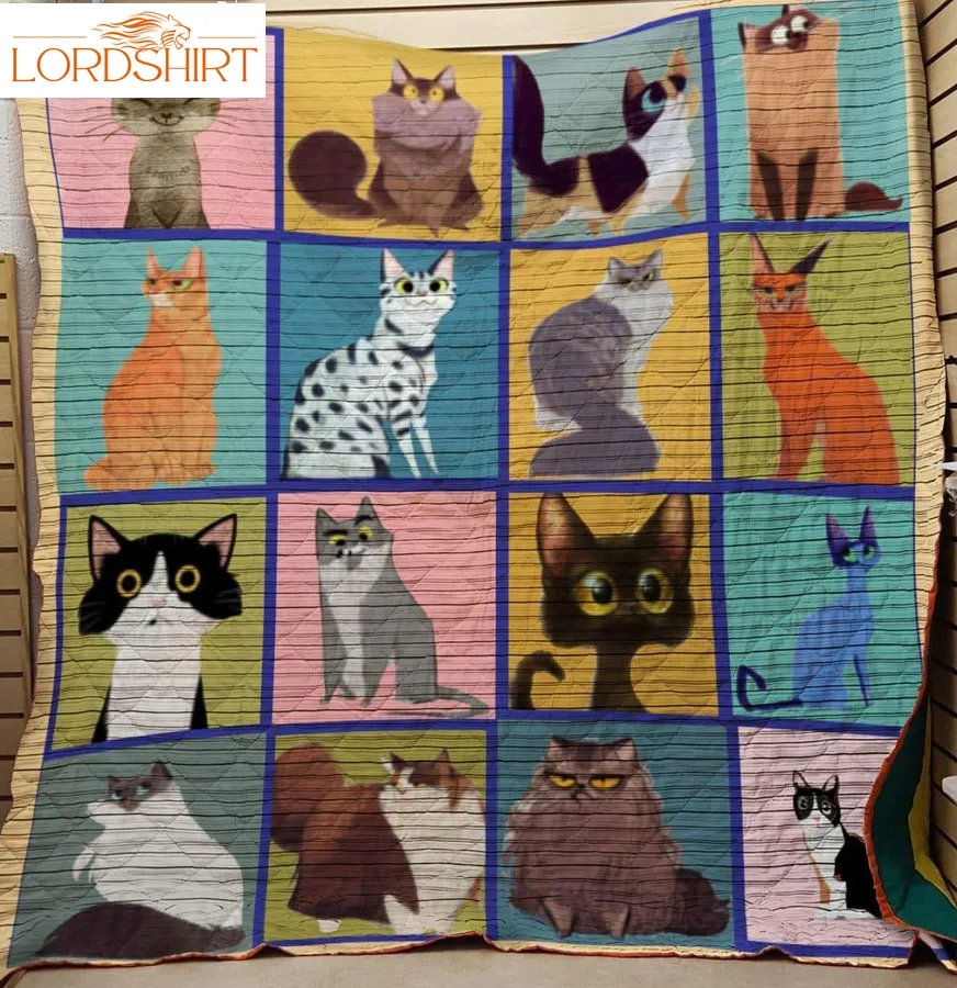 Round Eye Cat 3D Customized Quilt Blanket