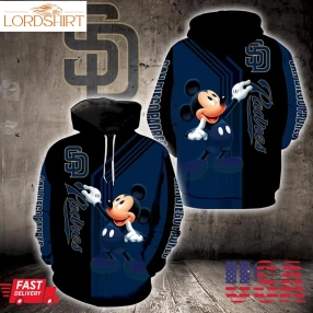 San Diego Padres Mickey Mouse Full Print V1509 Hoodie Zipper Men Women