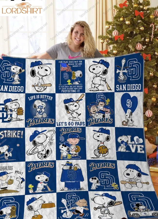 San Diego Padres Snoopy Dog Quilt Blanket Great Customized Blanket Gifts For Birthday Christmas Thanksgiving