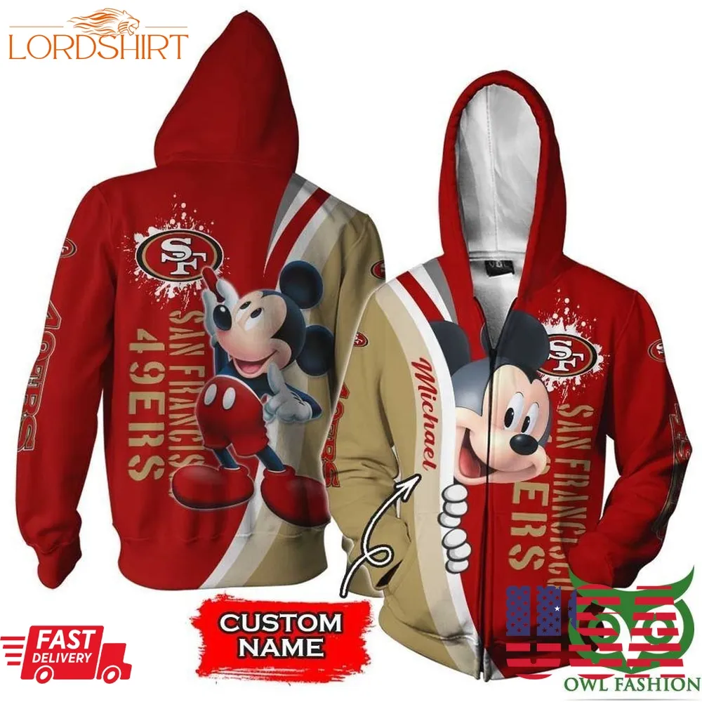 San Francisco 49Ers Mickey Mouse Nfl 3D Custom Name Shirt