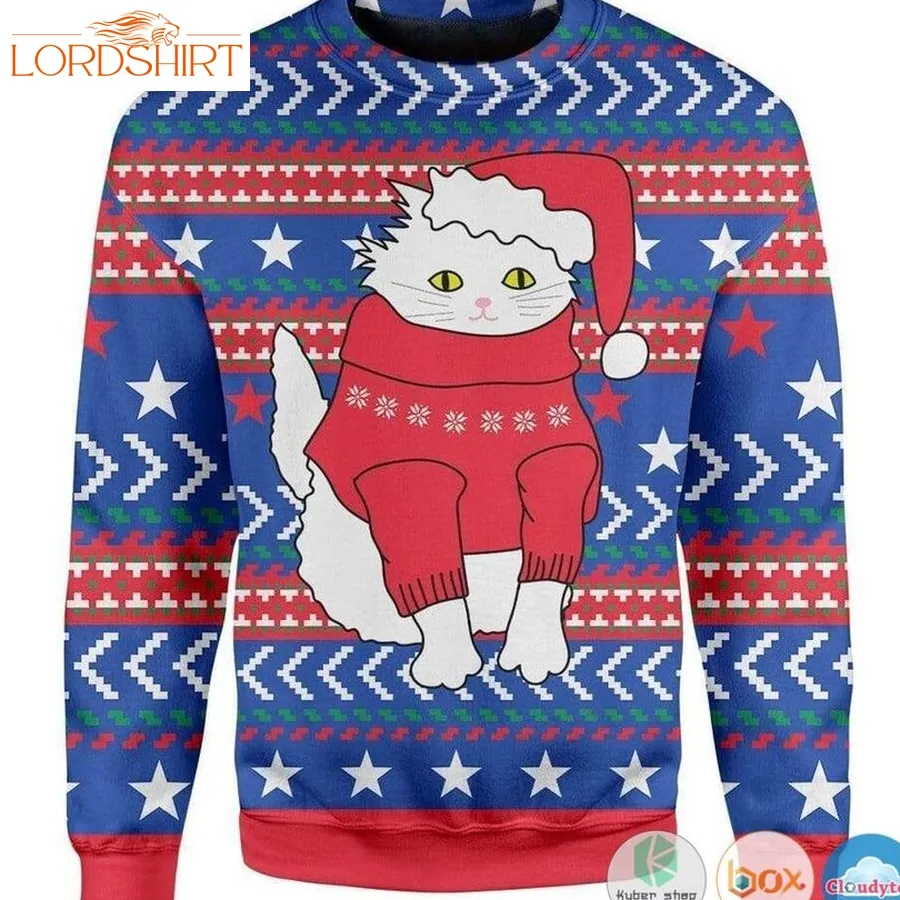 Santa White Cat Christmas Sweater