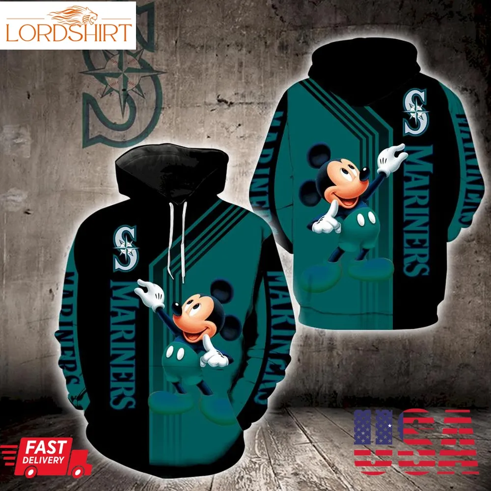 Seattle Mariners Mickey Mouse Full Print K1371 Hoodie Zipper Men Women