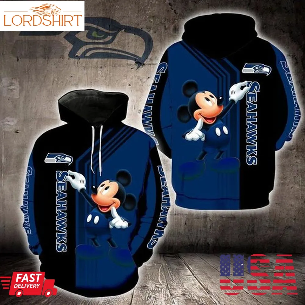 Seattle Seahawks Mickey Mouse 3D Hoodie