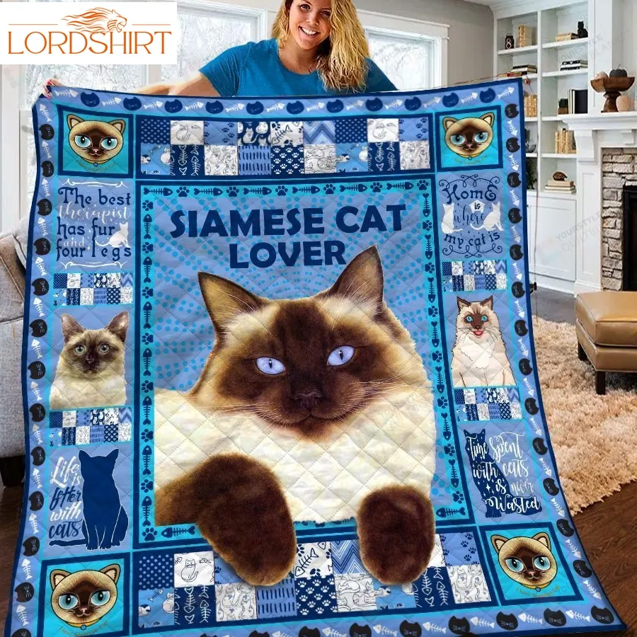 Siamese Cat Lover Quilt Blanket Great Customized Gifts For Birthday Christmas Thanksgiving