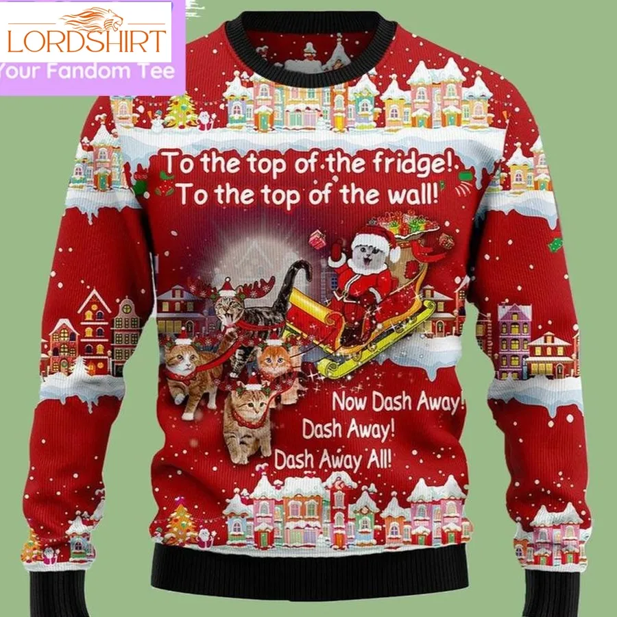 Sleigh 3D Ugly Christmas Sweatshirt Xmas Cat