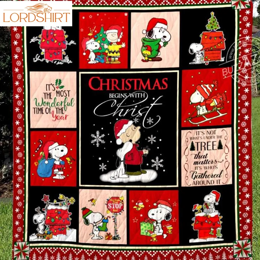 Snoopy Christmas Begins With Christ 3D Quilt Blanket