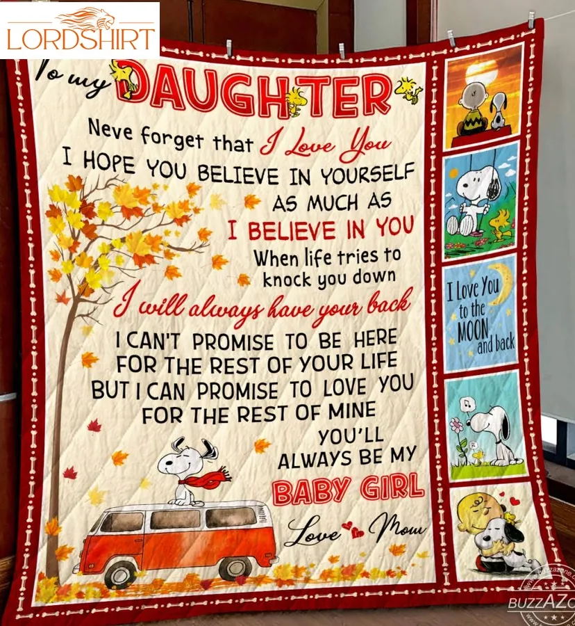 Snoopy Daughter Mom Have Your Back 3D Quilt Blanket