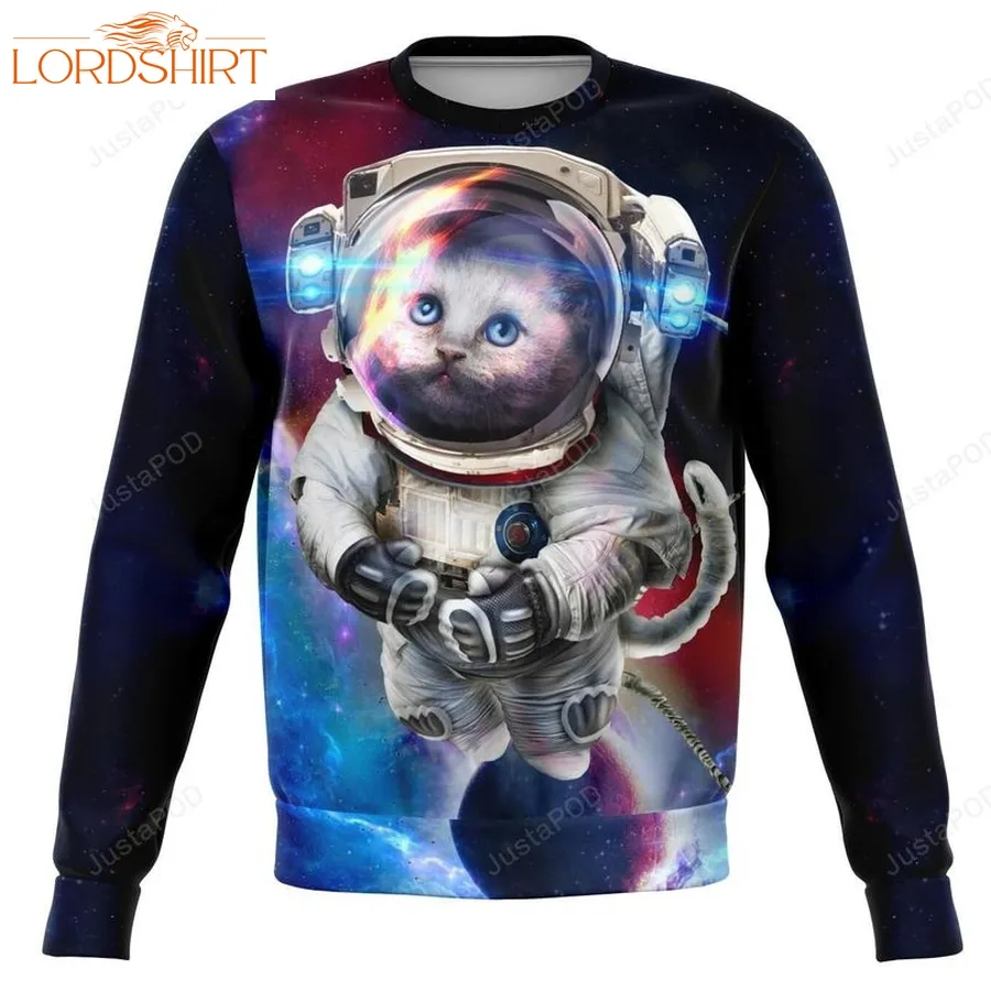 Space Cat Galaxy Universe Ugly Christmas Sweater, All Over Print Sweatshirt, Ugly Sweater, Christmas Sweaters, Hoodie, Sweater