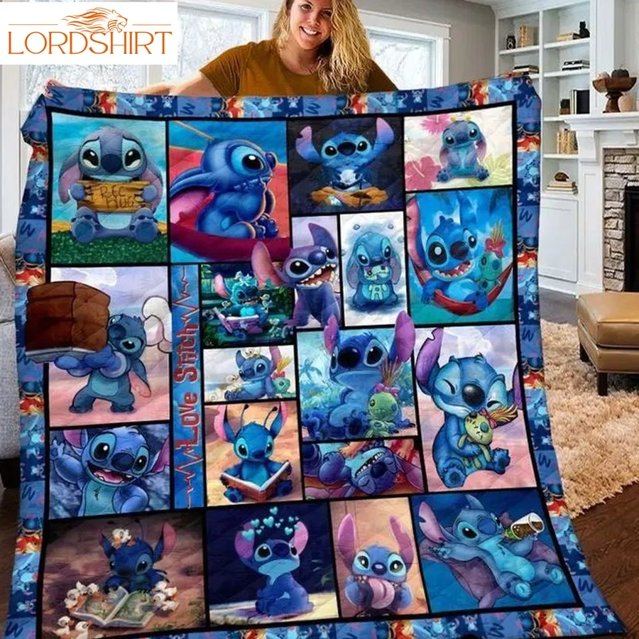 Stitch Blue Blue Quilt Blanket