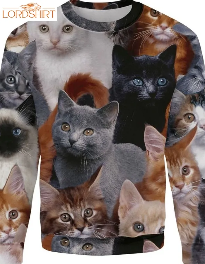 Sweater 3D Cat Collage Xmas