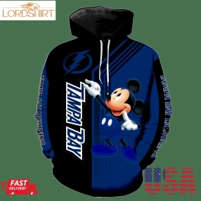 Tampa Bay Lightning Mickey Mouse All Over Print V1529 Hoodie Zipper