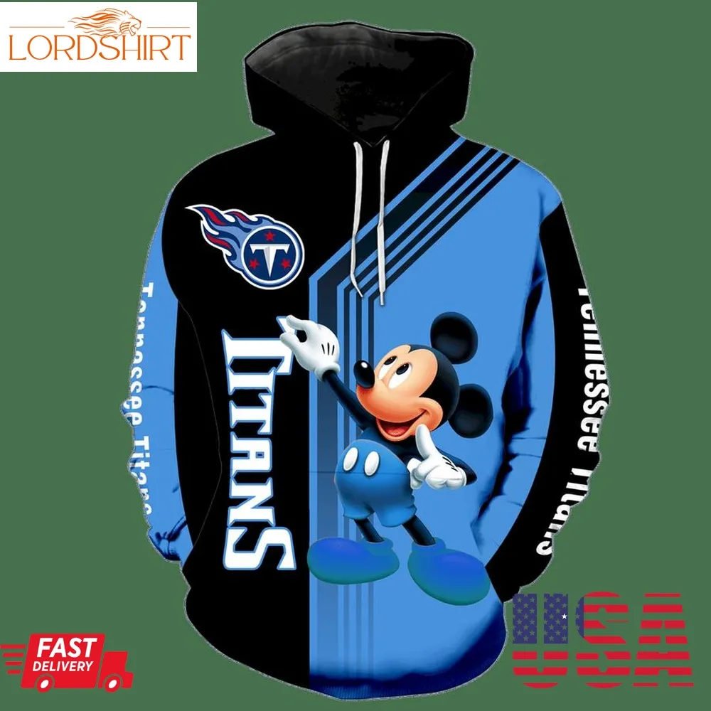 Tennessee Titans Mickey Mouse New Full All Over Print V1478 Hoodie Zipper