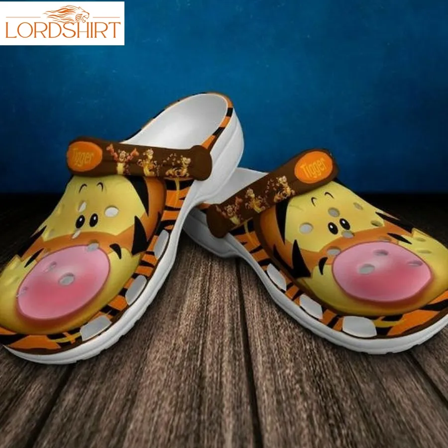 Tigger Face Crocs Crocband Clog Comfortable Water Shoes In Orange Yellow