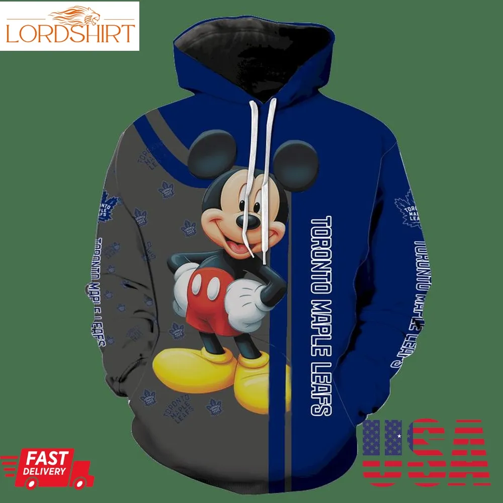 Toronto Maple Leafs Mickey Mouse All Over Print V1306 Hoodie Zipper