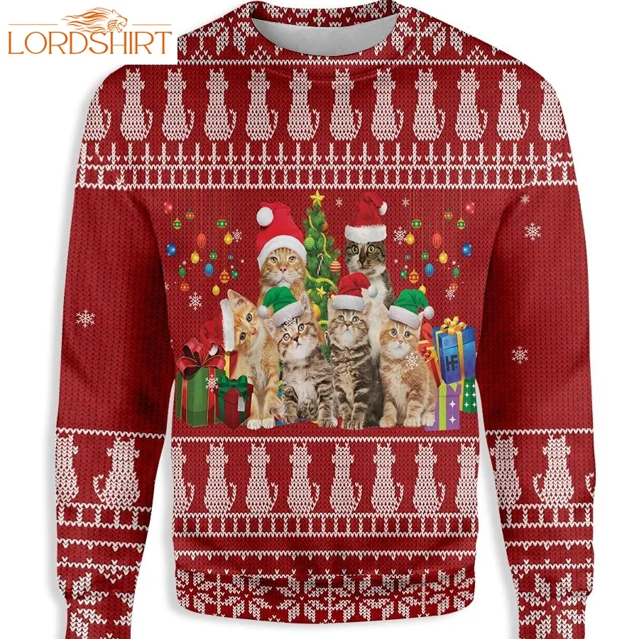 Ugly Christmas Cat Lovers  All Over Print Sweatshirt