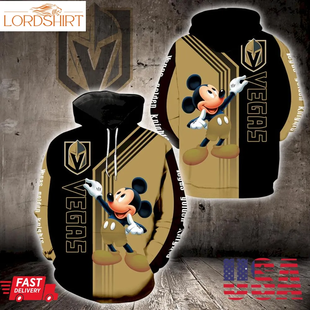 Vegas Golden Knights Mickey Mouse Full Print V1513 Hoodie And Zipper