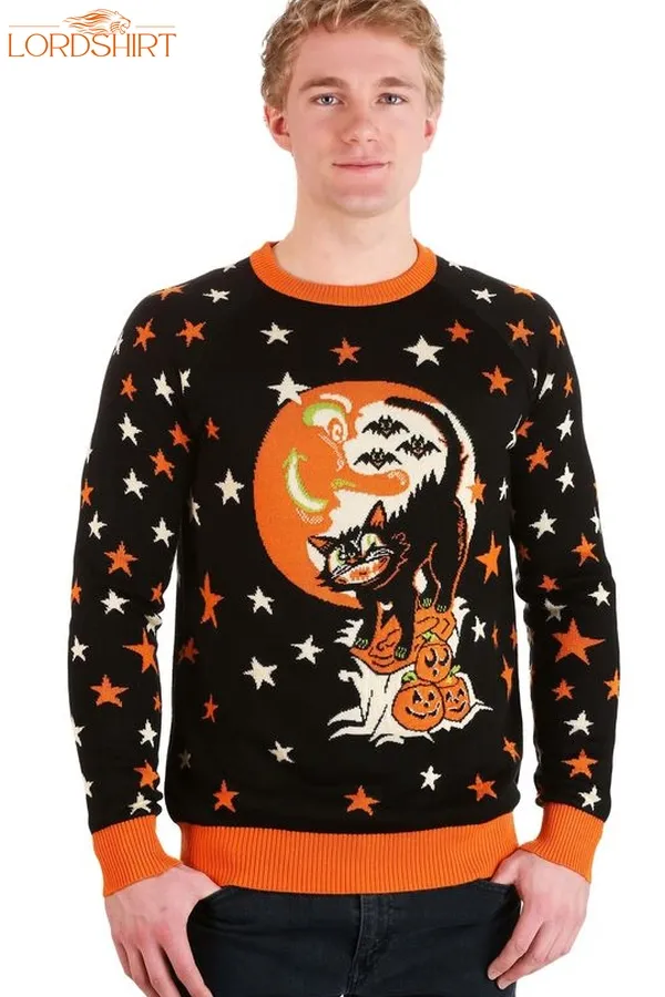 Vintage Halloween Cat Halloween Sweater